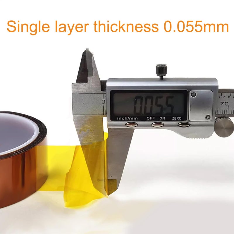QILIMA Polyimide Tape High Temperature Resistant, Heat Transfer & Sublimation Tape for Heat Press, Thermal Insulation, Industrial Sealing, 5 Pack 1inch x 33m(108ft) - Image 3
